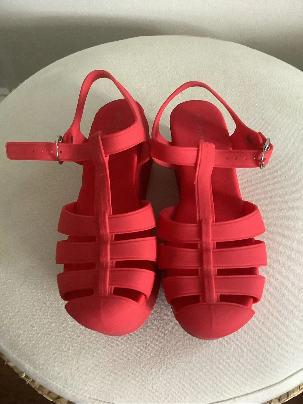 Jeffrey Campbell Platform Fishermen Jelly Sandal Red Size 6